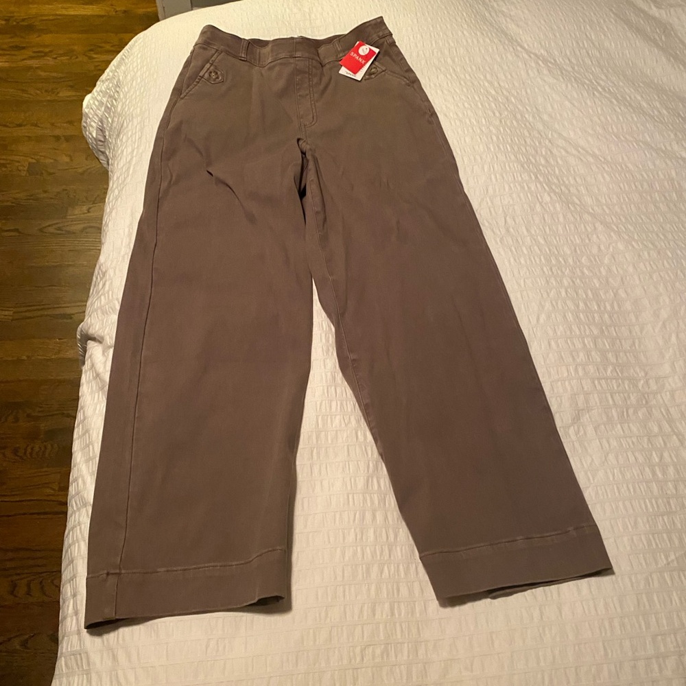 SPANX Stretch Twill Cropped Wide Leg Pants, NWT, Size Large TALL, Color: Smoke